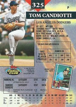 Tom Candiotti  baseball card collectible - Main Image 2