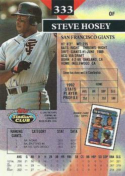 Steve Hosey  baseball card collectible - Main Image 2
