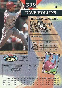 Dave Hollins  baseball card collectible - Main Image 2
