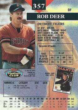 Rob Deer  baseball card collectible - Main Image 2