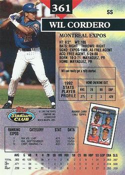 Wil Cordero  baseball card collectible - Main Image 2