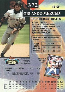 Orlando Merced  baseball card collectible - Main Image 2