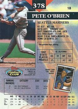 Pete O’Brien  baseball card collectible - Main Image 2