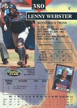 Lenny Webster  baseball card collectible - Main Image 2