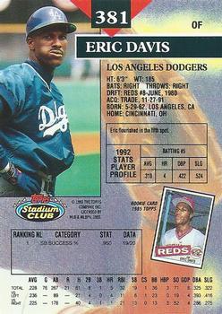 Eric Davis  baseball card collectible - Main Image 2