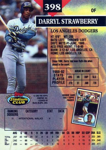 Darryl Strawberry  baseball card collectible - Main Image 2