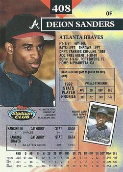 Deion Sanders  baseball card collectible - Main Image 2