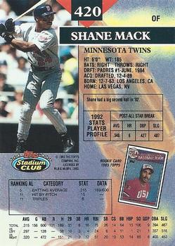 Shane Mack  baseball card collectible - Main Image 2