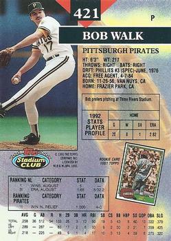Bob Walk  baseball card collectible - Main Image 2