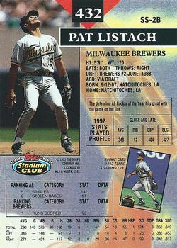 Pat Listach  baseball card collectible - Main Image 2