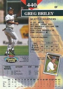 Greg Briley  baseball card collectible - Main Image 2