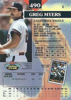 Greg Myers  baseball card collectible - Main Image 2
