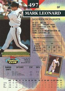 Mark Leonard  baseball card collectible - Main Image 2