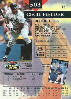 Cecil Fielder  baseball card collectible - Main Image 2
