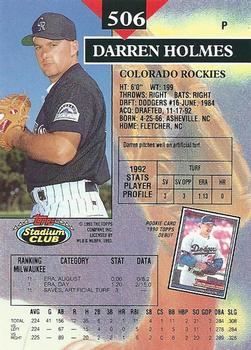 Darren Holmes  baseball card collectible - Main Image 2