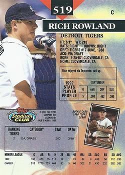 Rich Rowland  baseball card collectible - Main Image 2