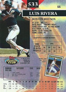 Luis Rivera  baseball card collectible - Main Image 2