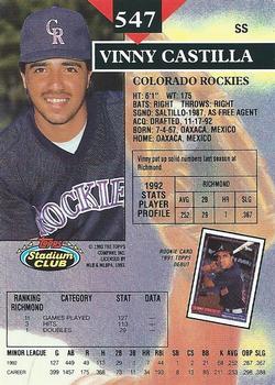 Vinny Castilla  baseball card collectible - Main Image 2