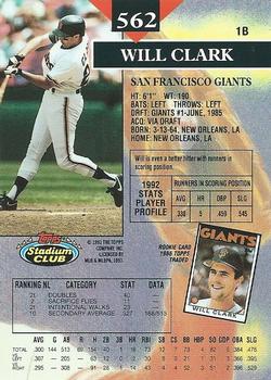 Will Clark  baseball card collectible - Main Image 2