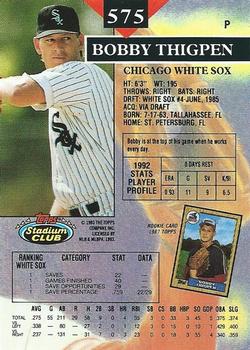 Bobby Thigpen  baseball card collectible - Main Image 2