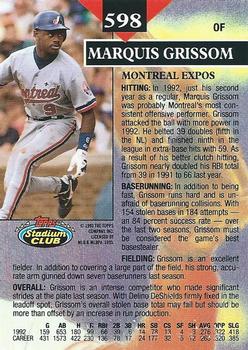 Marquis Grissom  baseball card collectible - Main Image 2