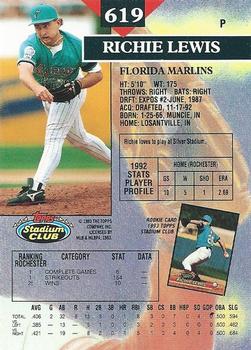 Richie Lewis  baseball card collectible - Main Image 2