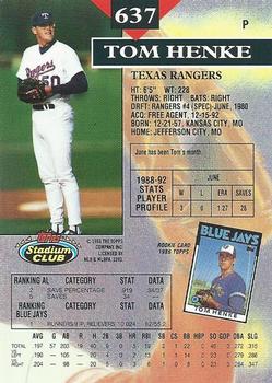 Tom Henke  baseball card collectible - Main Image 2