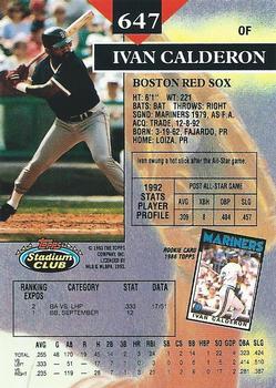 Ivan Calderon  baseball card collectible - Main Image 2
