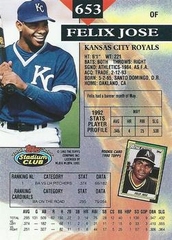 Felix Jose  baseball card collectible - Main Image 2