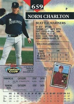 Norm Charlton  baseball card collectible - Main Image 2