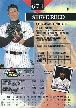 Steve Reed  baseball card collectible - Main Image 2