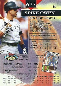 Spike Owen  baseball card collectible - Main Image 2