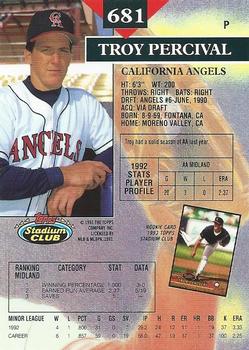 Troy Percival  baseball card collectible - Main Image 2