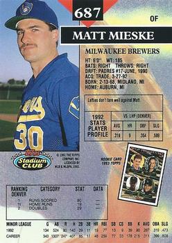 Matt Mieske  baseball card collectible - Main Image 2