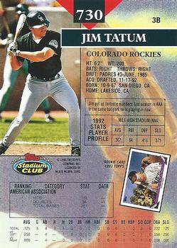 Jim Tatum  baseball card collectible - Main Image 2