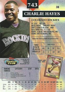 Charlie Hayes  baseball card collectible - Main Image 2