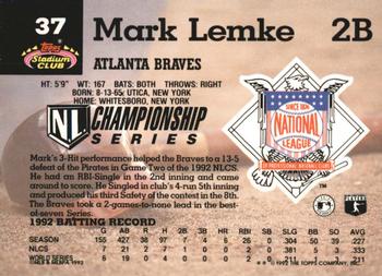 Mark Lemke  baseball card collectible - Main Image 2