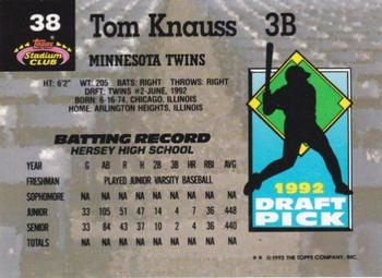 Tom Knauss  baseball card collectible - Main Image 2