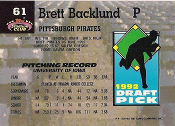 Brett Backlund  baseball card collectible - Main Image 2