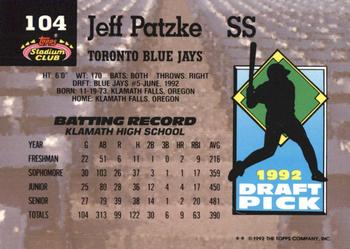 Jeff Patzke  baseball card collectible - Main Image 2