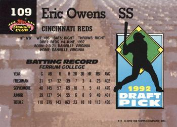 Eric Owens  baseball card collectible - Main Image 2