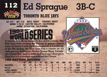 Ed Sprague  baseball card collectible - Main Image 2