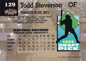 Todd Steverson  baseball card collectible - Main Image 2