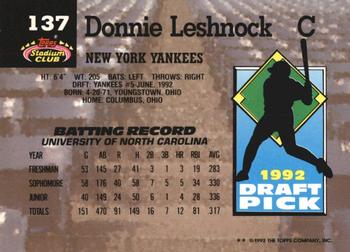 Donnie Leshnock  baseball card collectible - Main Image 2