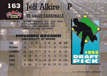 Jeff Alkire  baseball card collectible - Main Image 2