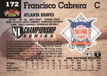 Francisco Cabrera  baseball card collectible - Main Image 2