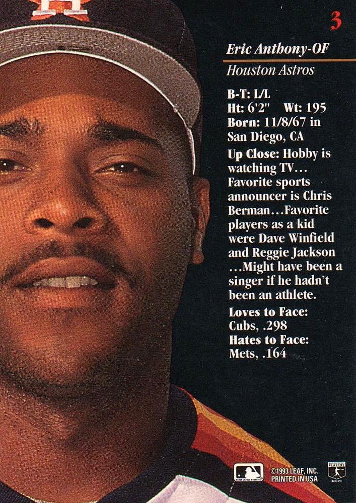 Eric Anthony  baseball card collectible - Main Image 2