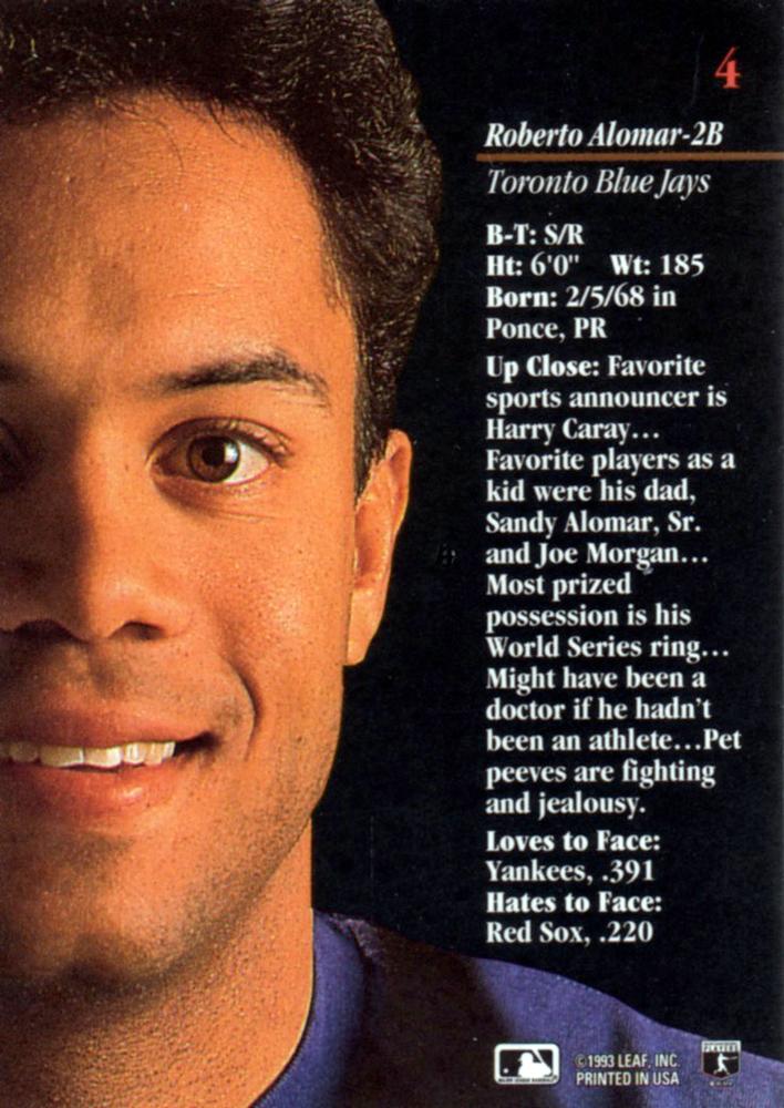 Roberto Alomar  baseball card collectible - Main Image 2