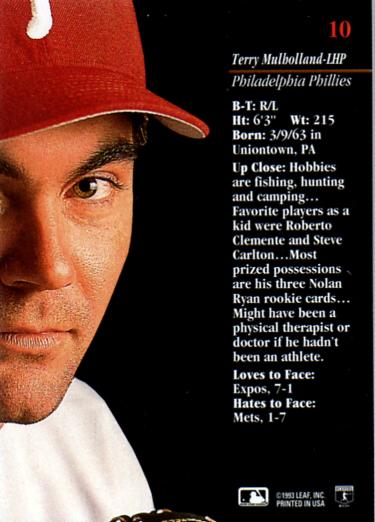 Terry Mulholland  baseball card collectible - Main Image 2