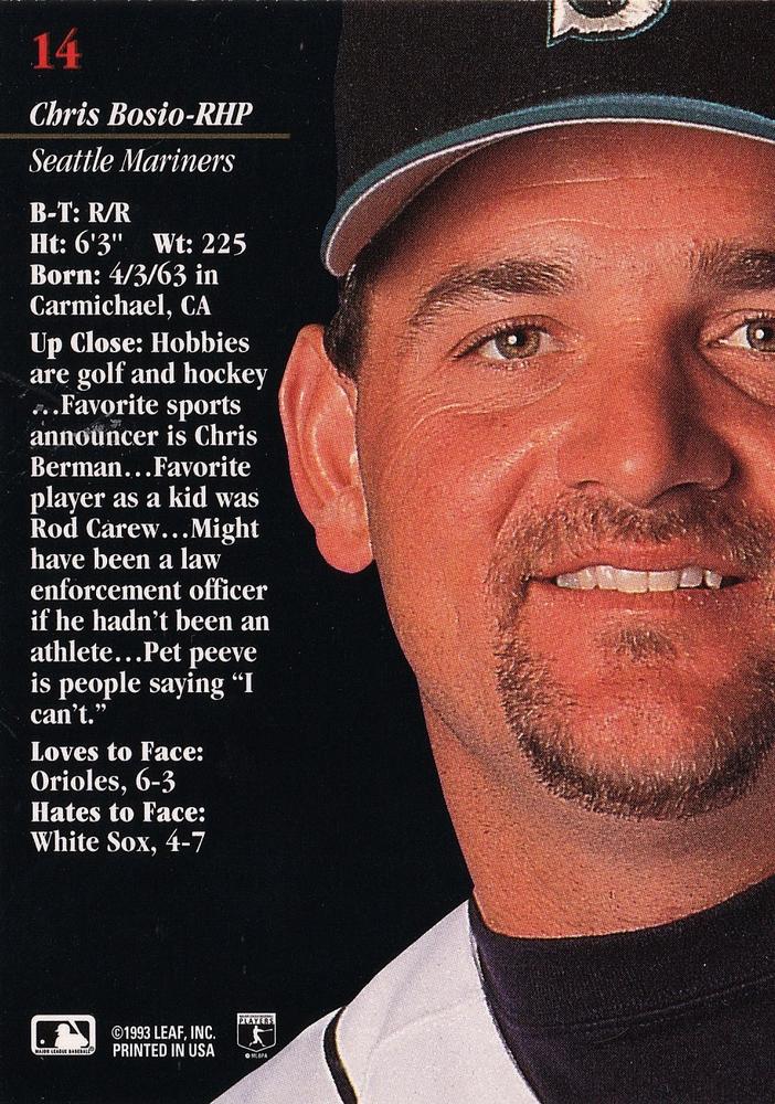 Chris Bosio  baseball card collectible - Main Image 2